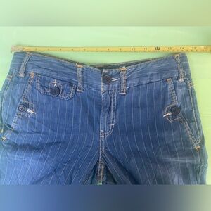 Tommy Hilfiger Women's SOFT FABRIC Blue Pinstripe Straight-Leg Jeans SIZE 2